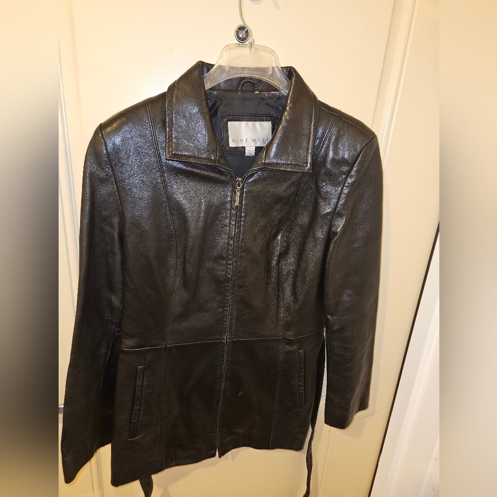 Nine West Brown Leather Jacket w/ Belt